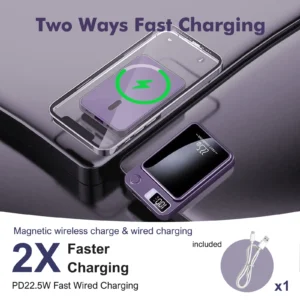 Wireless Power Bank 2-in-1 Magnetic 10000mAh Fast Charging 22.5W